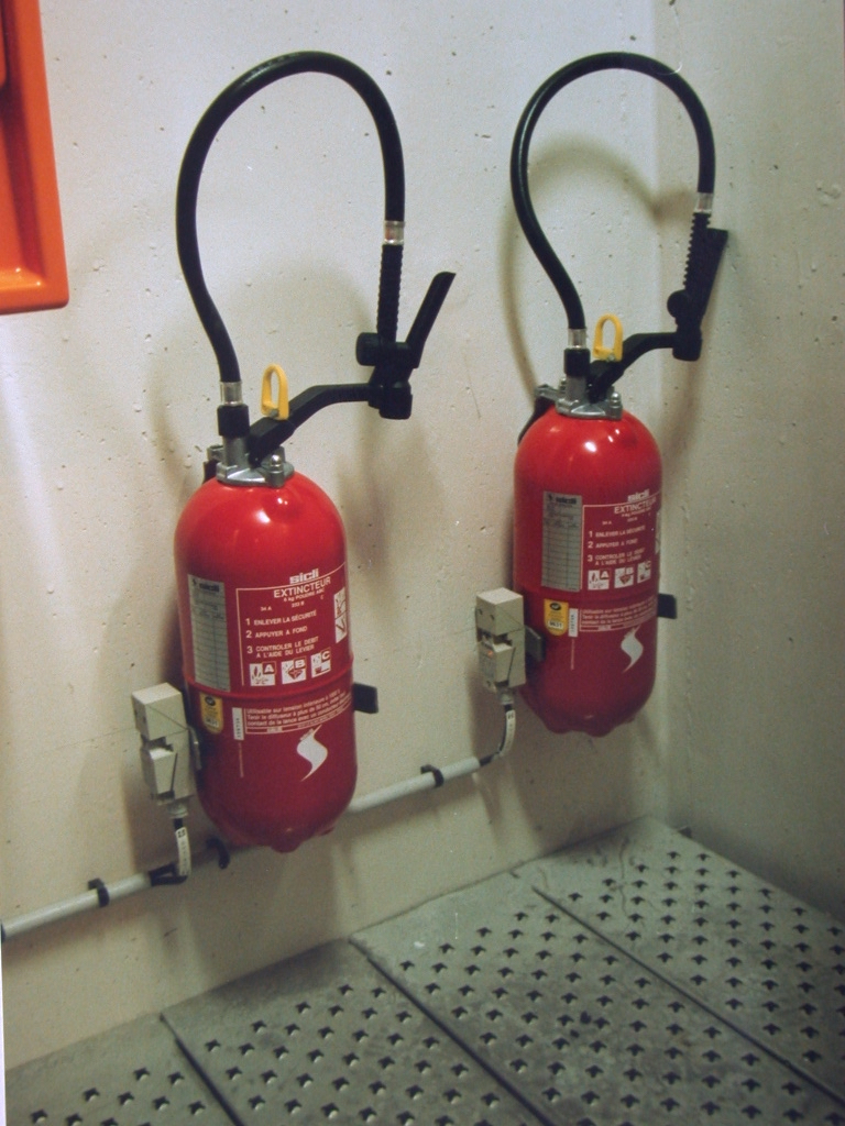Fig 1 : Extinguishers with sensors at the left